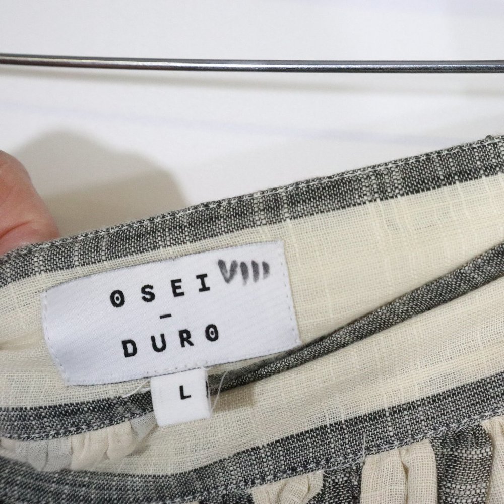 Anthropologie Osei Duro Gray and Cream Gauze Stripe Maxi Skirt L - Picture 3 of 6